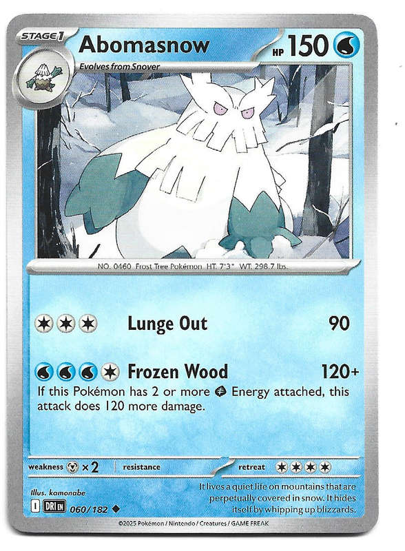 ABOMASNOW - COMMON  60/182  POKEMON TCG DESTINED RIVALS TRADING CARD