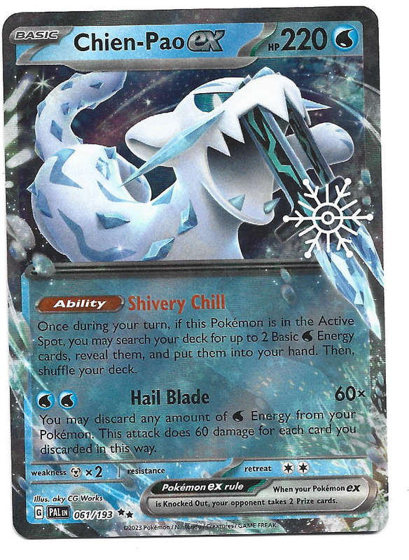 CHIEN PAO EX - COSMO HOLO RARE  61/193 POKEMON TCG PALDEA EVOLVED HOLIDAY PROMO TRADING CARD