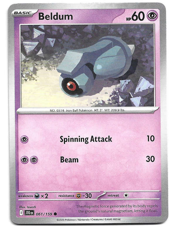 BELDUM - COMMON  61/159 POKEMON TCG JOURNEY TOGETHER TRADING CARD