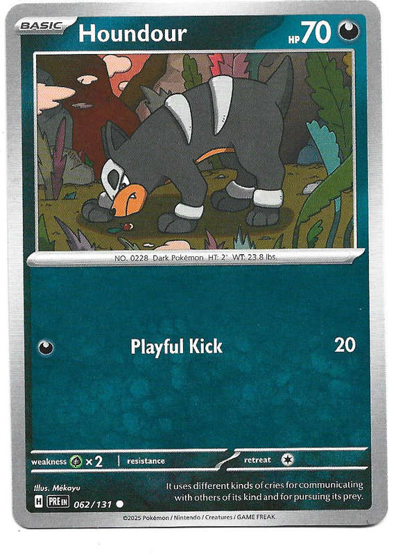 HOUNDOUR - COMMON 62/131 POKEMON TCG PRISMATIC EVOLUTIONS  TRADING CARD