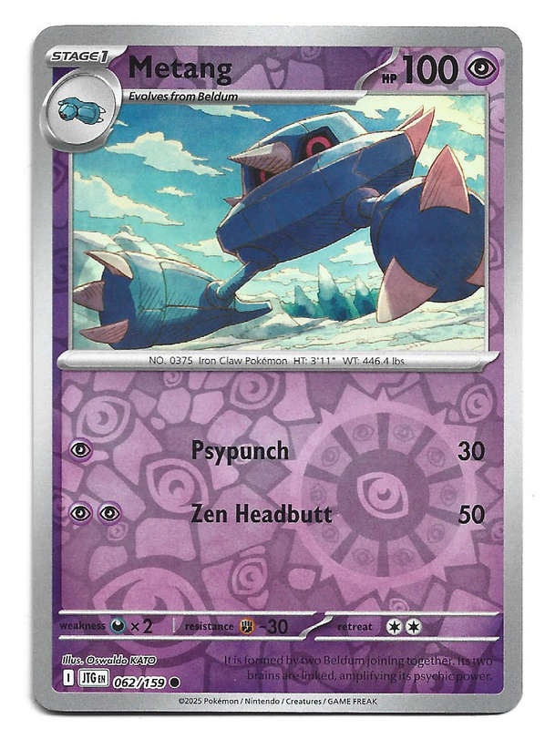 METANG - REVERSE HOLO  62/159 POKEMON TCG JOURNEY TOGETHER TRADING CARD