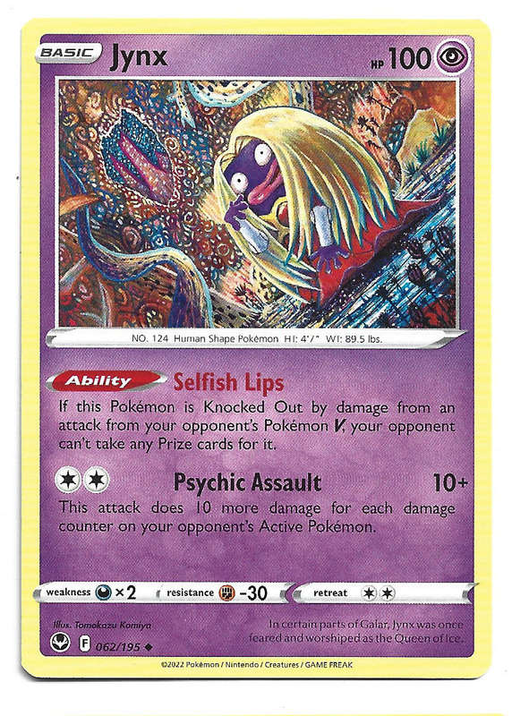 JYNX - COMMON  62/195  POKEMON TCG SILVER TEMPEST TRADING CARD