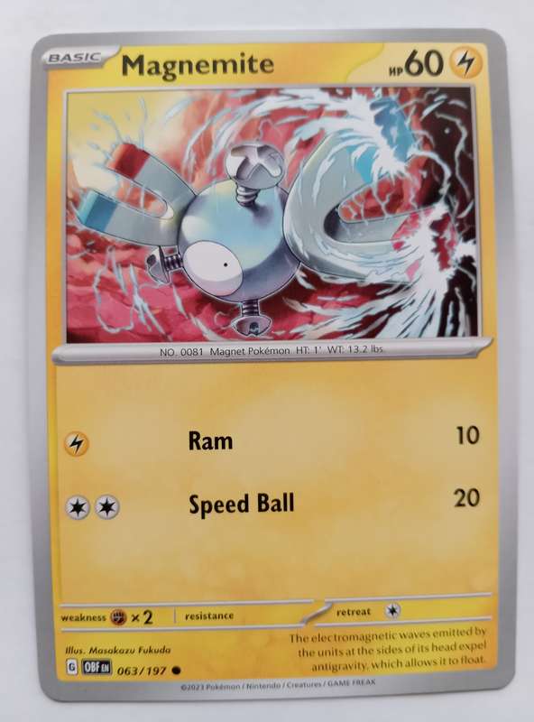 POKEMON CARD - MAGNEMITE  63/197 COMMON OBSIDIAN FLAMES 2023 - MINT