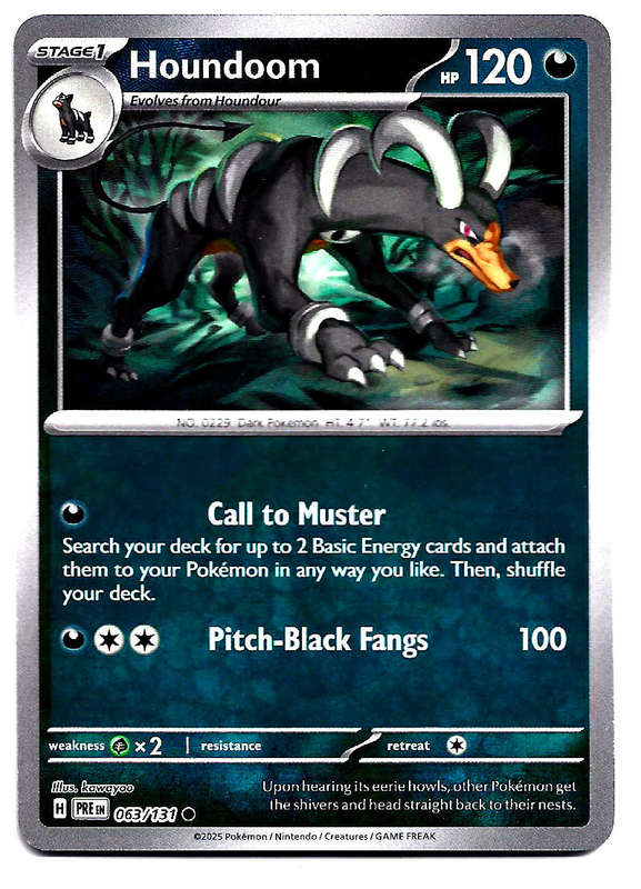 HOUNDOOM - REVERSE HOLO POKE BALL PATTERN  63/131  POKEMON TCG PRISMATIC EVOLUTIONS TRADING CARD