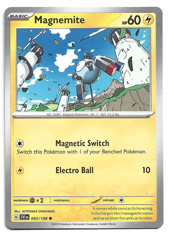 MAGNEMITE - COMMON  63/198  POKEMON TCG SCARLET & VIOLET TRADING CARD