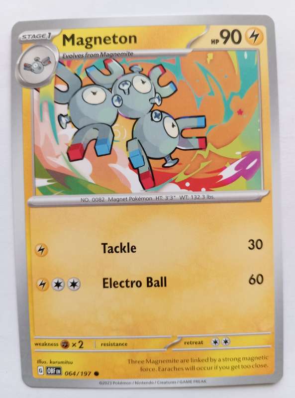 MAGNETON - POKEMON NINTENDO OBSIDIAN FLAMES  - COMMON TRADING CARD 64/197