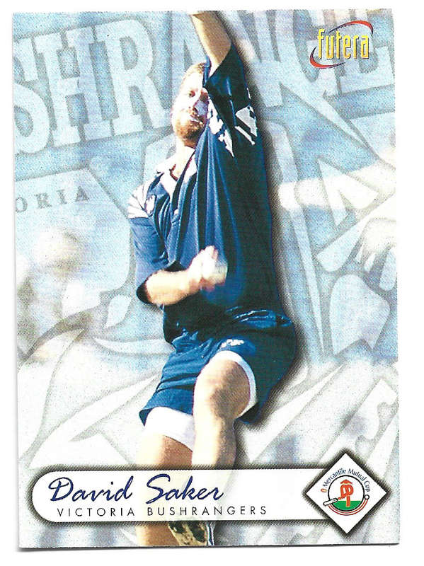 DAVID SAKER - 1996 FUTERA CRICKET WORLD CUP COLLECTION - BASE TRADING CARD 64