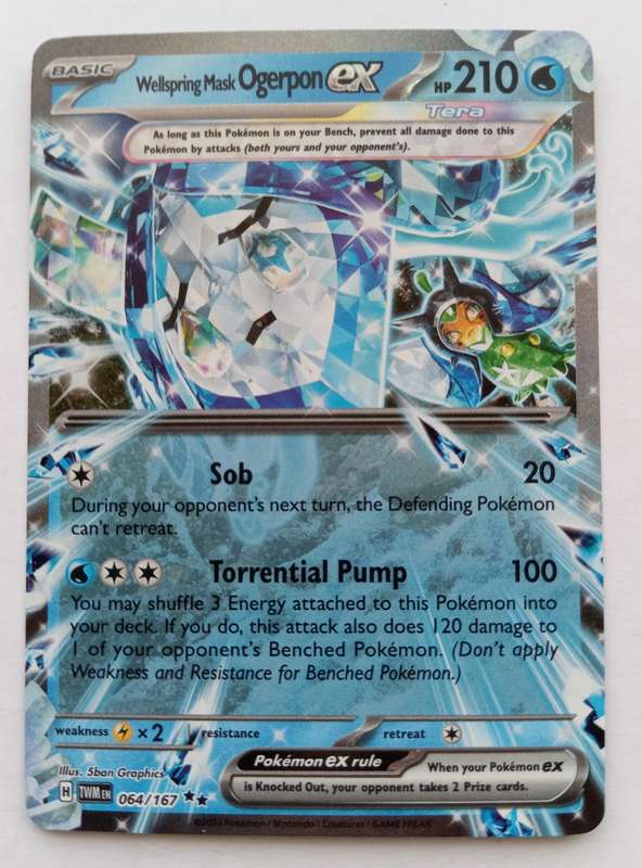 OGERPON EX - POKEMON NINTENDO TWILIGHT MASQUERADE 2024 - HOLO RARE TRADING CARD 64/167 - MINT
