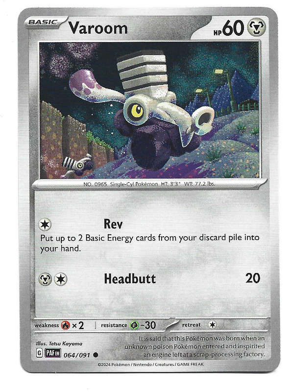 VAROOM -  COMMON  64/91 POKEMON TCG PALDEAN FATES  TRADING CARD