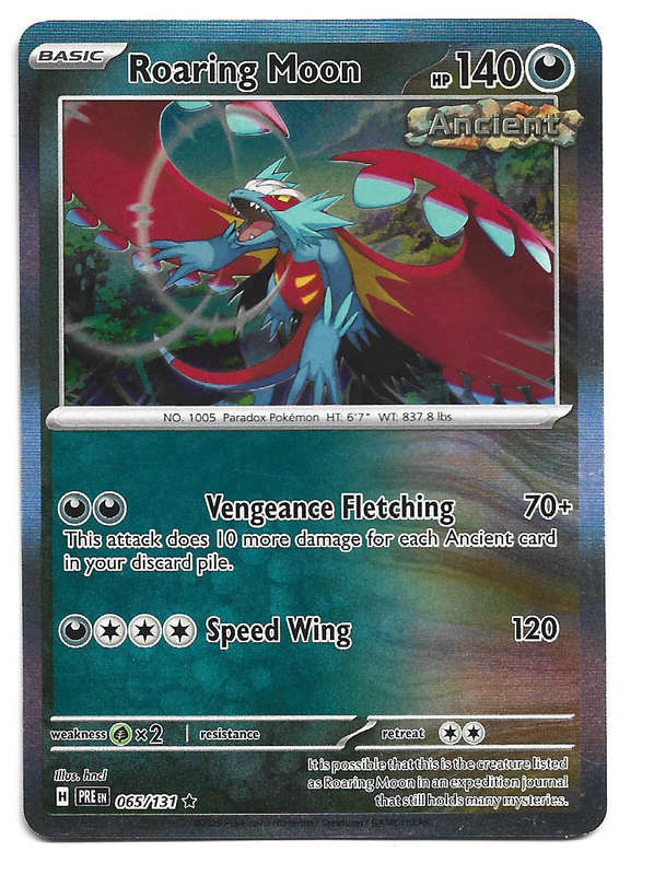 ROARING MOON  - HOLO RARE  65/131  POKEMON PRISMATIC EVOLUTIONS TRADING CARD