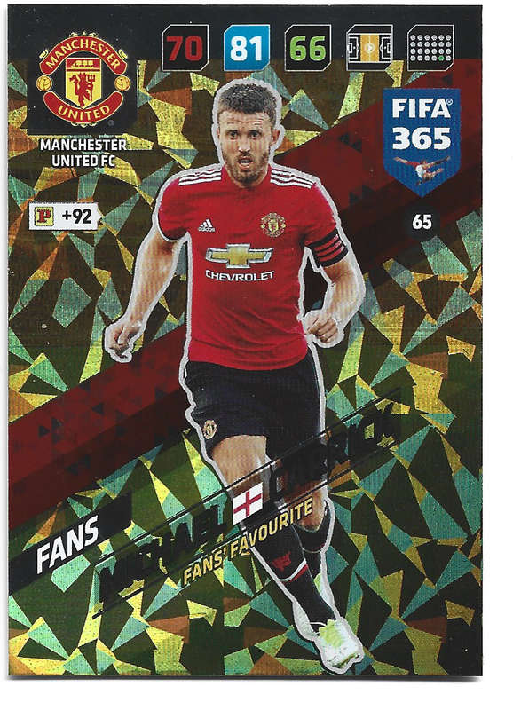 MICHAEL CARRICK - PANINI `FIFA 365 2018` COLLECTION - FOIL `FANS FAVOURITE` TRADING CARD 65