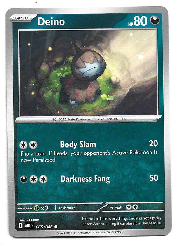 DEINO - COMMON  65/86 POKEMON TCG WHITE FLARE TRADING CARD