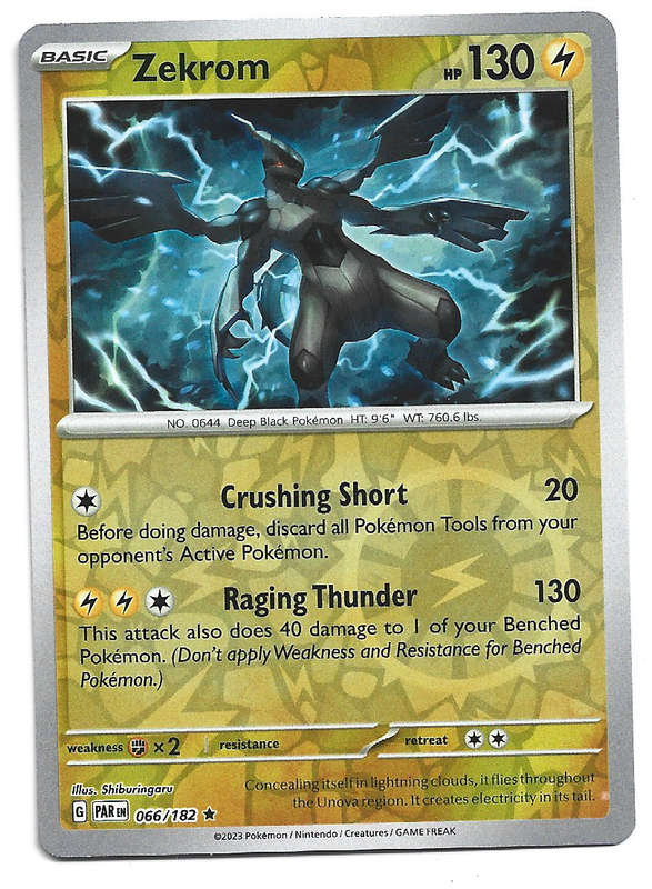 ZEKROM -   REVERSE HOLO POKEMON PARADOX RIFT   66/182 TRADING CARD