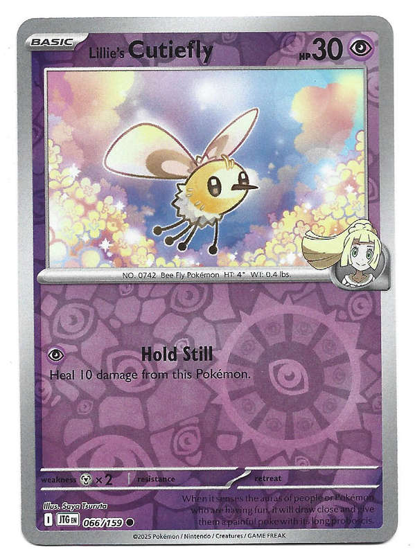LILLIE's CUTIEFLY -  REVERSE HOLO  66/159 POKEMON TCG JOURNEY TOGETHER TRADING CARD