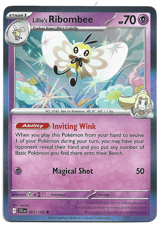 LILLIE'S RIBOMBEE - HOLO RARE 67/159 POKEMON TCG JOURNEY TOGETHER TRADING CARD
