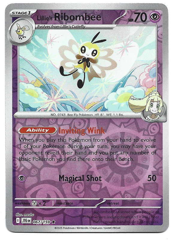 LILLIE's RIBOMBEE - REVERSE HOLO  67/159 POKEMON TCG JOURNEY TOGETHER TRADING CARD