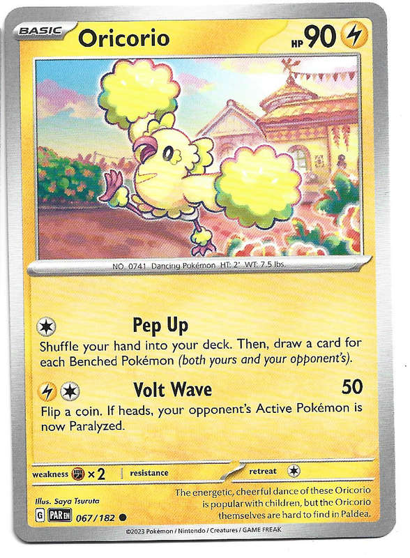 ORICORIO -   COMMON POKEMON PARADOX RIFT  67/182 TRADING CARD