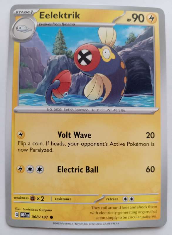 POKEMON CARD - EELEKTRIK  68/197 COMMON OBSIDIAN FLAMES 2023 - MINT