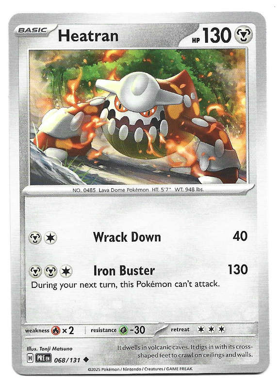 HEATRAN - COMMON  68/131 POKEMON TCG PRISMATIC EVOLUTIONS  TRADING CARD