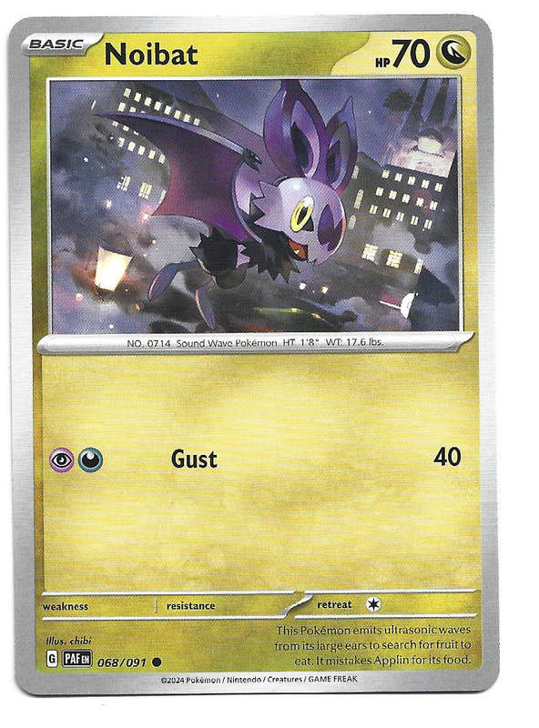 NOIBAT -  COMMON  68/91 POKEMON TCG PALDEAN FATES  TRADING CARD
