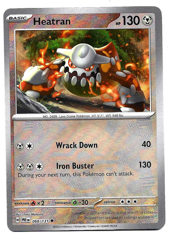 HEATRAN  - R/HOLO POKE BALL PATTERN  68/131  POKEMON PRISMATIC EVOLUTIONS TRADING CARD