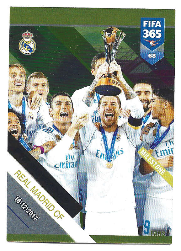 REAL MADRID - PANINI FIFA 365 2019 COLLECTION - FOIL `FANS FAVOURITE` TRADING CARD 68
