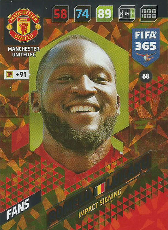 ROMELU LUKAKU - PANINI FIFA 365 COLLECTION 2018  - FOIL `IMPACT SIGNING` TRADING CARD 68