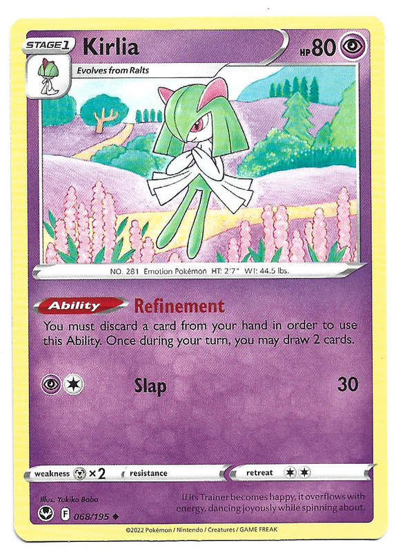 KIRLIA - COMMON  68/195  POKEMON TCG SILVER TEMPEST TRADING CARD