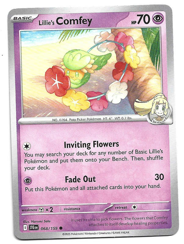 LILLIE's COMFEY - COMMON  68/159 POKEMON TCG JOURNEY TOGETHER TRADING CARD