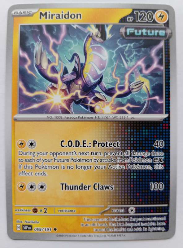 MIRADON  - POKEMON NINTENDO SURGING SPARKS -  COMMON TRADING CARD 69/191