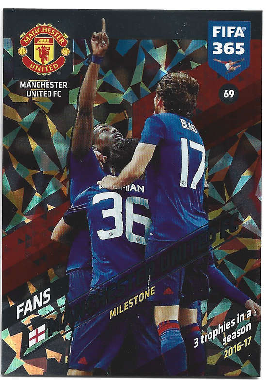 MANCHESTER UNITED - PANINI `FIFA 365 2018` COLLECTION - FOIL `FANS FAVOURITE` TRADING CARD 69