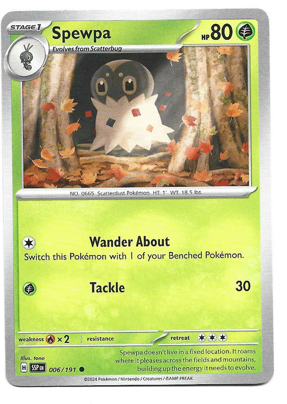 SPEWPA  - POKEMON TCG SURGING SPARKS  COMMON 6/191 TRADING CARD