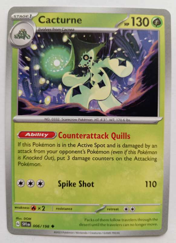 CACTURNE - POKEMON SCARLET & VIOLET 2023  - COMMON TRADING CARD 6/198 - MINT