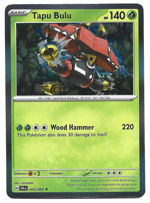 TAPU BULU - HOLO RARE   6/64 POKEMON SHROUDED FABLE TRADING CARD