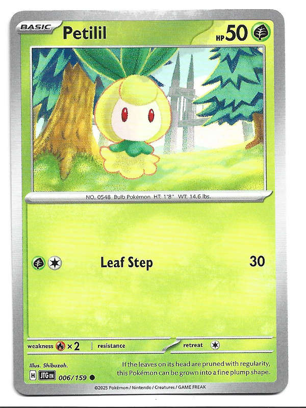 PETILIL - COMMON  6/159 POKEMON TCG JOURNEY TOGETHER TRADING CARD