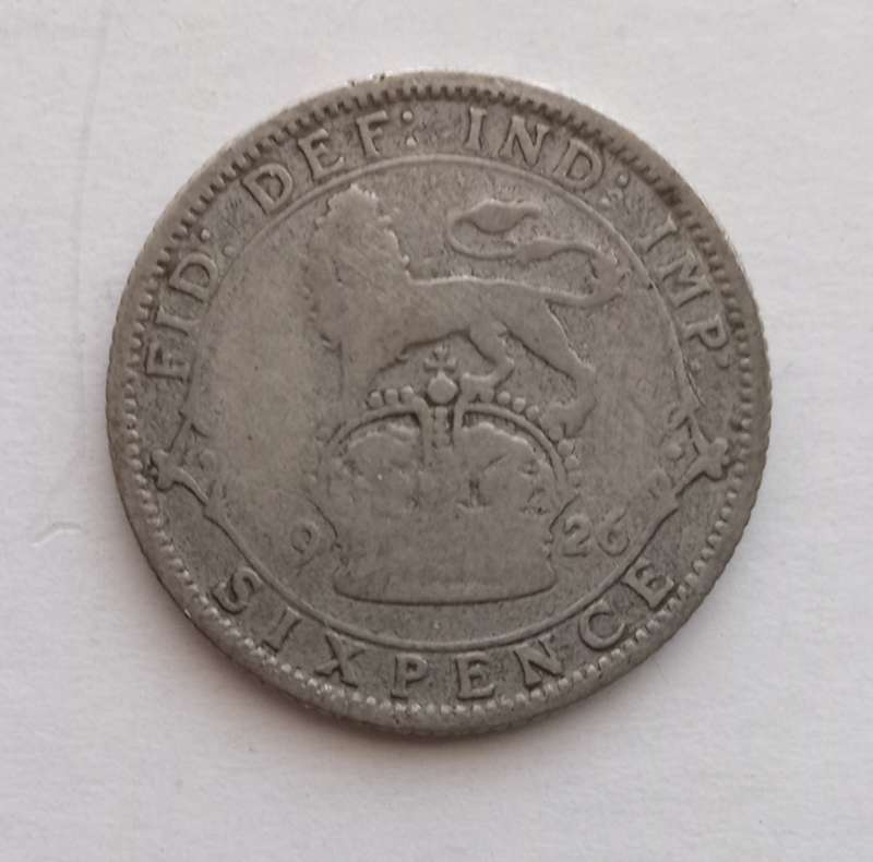 GREAT BRITAIN  - 6 Pence Silver coin  George V  1926 - Fine Condition