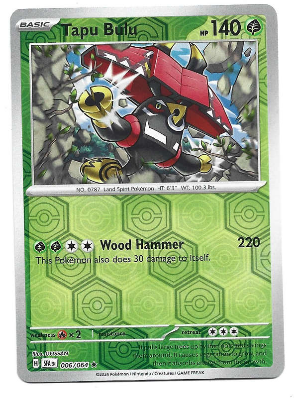 TAPU BULU -   REVERSE HOLO  6/64 POKEMON TCG SHROUDED FABLE TRADING CARD