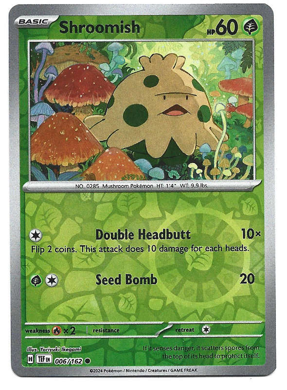 SHROOMISH - REVERSE HOLO  6/162 POKEMON TCG TEMPORAL FORCES TRADING CARD