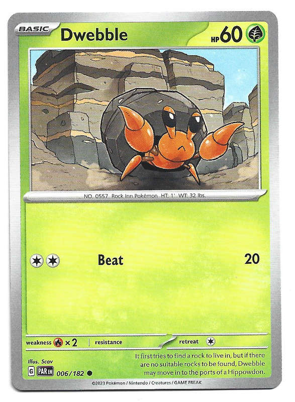 DWEBBLE - POKEMON TCG PARADOX RIFT  6/182  COMMON TRADING CARD