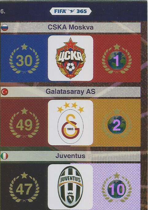 FIFA 365 - PANINI "FIFA 365" 2016 COLLECTION - FOIL "TEAM LOGOS" TRADING CARD 6
