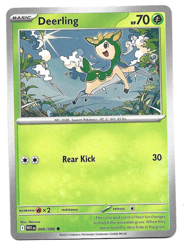 DEERLING - COMMON  6/86 POKEMON TCG WHITE FLARE TRADING CARD