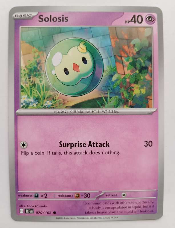 SOLOSIS - POKEMON NINTENDO TEMPORAL FORCES 2024 - COMMON TRADING CARD 70/162