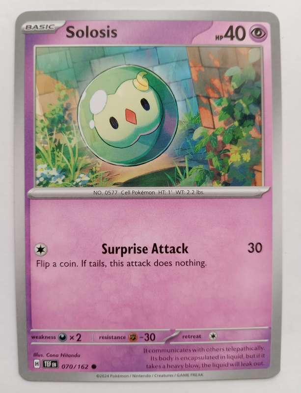 SOLOSIS - COMMON  70/162 POKEMON TCG TEMPORAL FORCES TRADING CARD