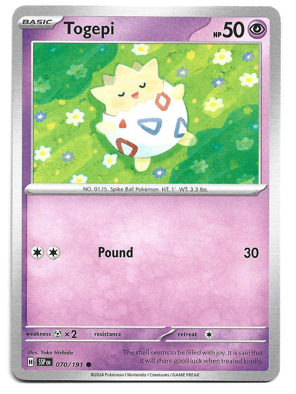 TOGEPI -  COMMON  70/191 POKEMON TCG SURGING SPARKS TRADING CARD