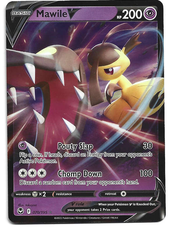 MAWILE V - FULL ART ILLUSTRATION HOLO RARE 70/195  POKEMON TCG SILVER TEMPEST TRADING CARD
