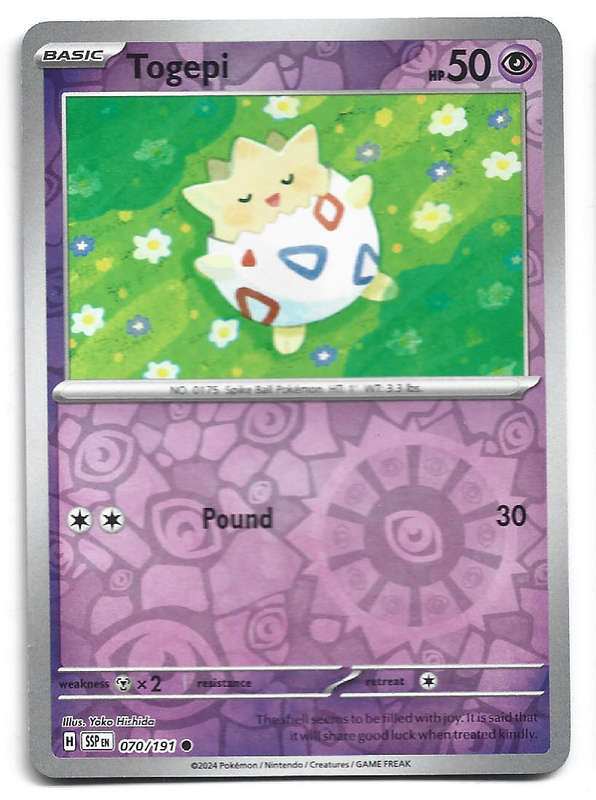 TOGEPI -  REVERSE HOLO 70/191 POKEMON TCG SURGING SPARKS TRADING CARD