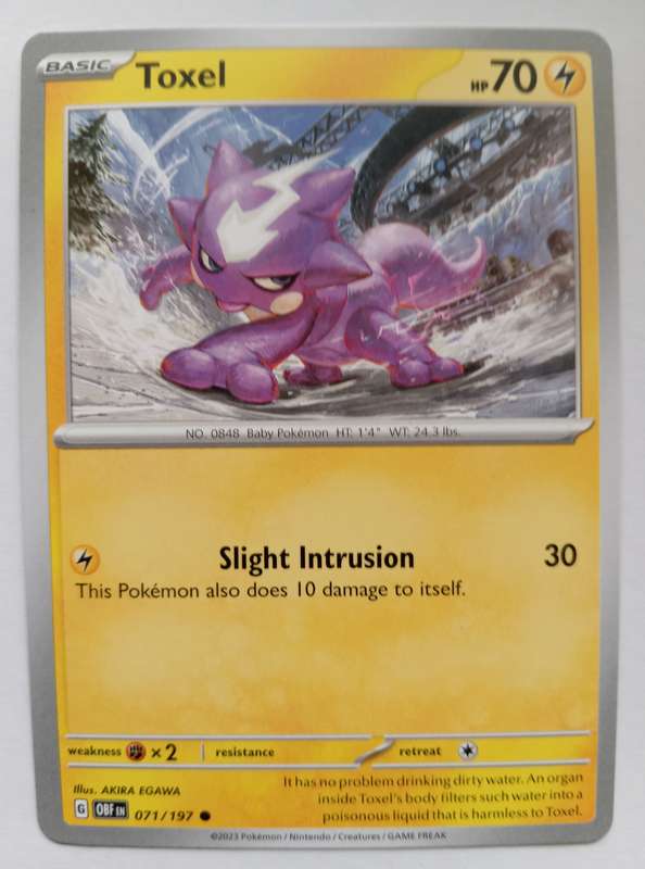 POKEMON CARD - TOXEL  71/197 COMMON OBSIDIAN FLAMES 2023 - MINT