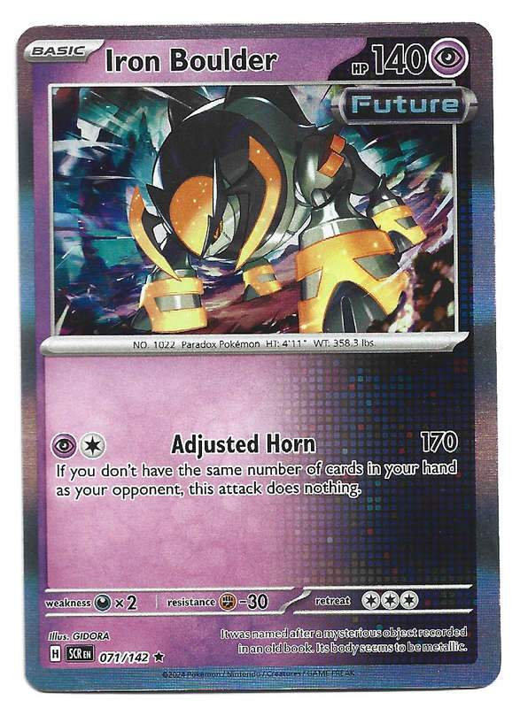 IRON BOULDER -  HOLO RARE  71/142 POKEMON TCG STELLAR CROWN TRADING CARD