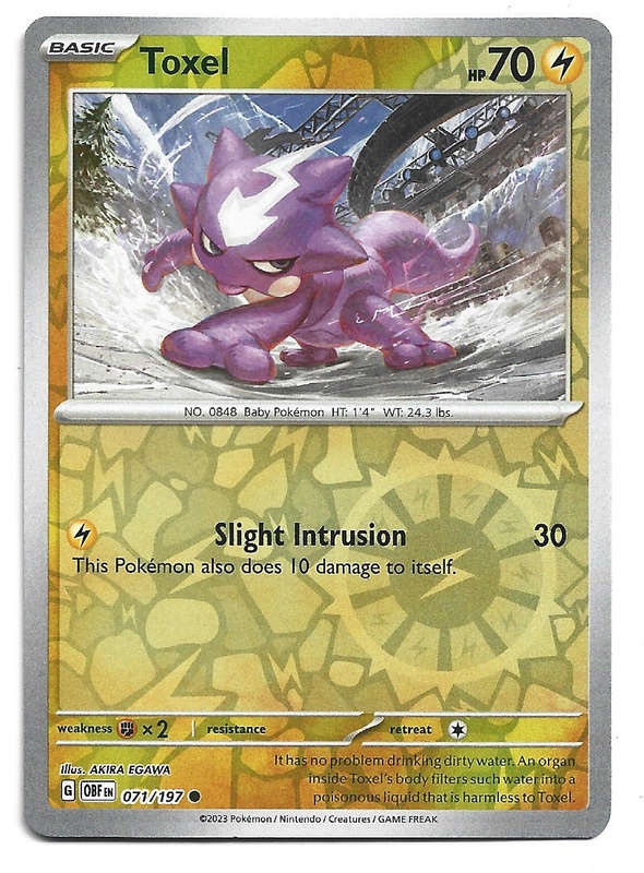 TOXEL - REVERSE HOLO 71/197  POKEMON TCG OBSIDIAN FLAMES TRADING CARD