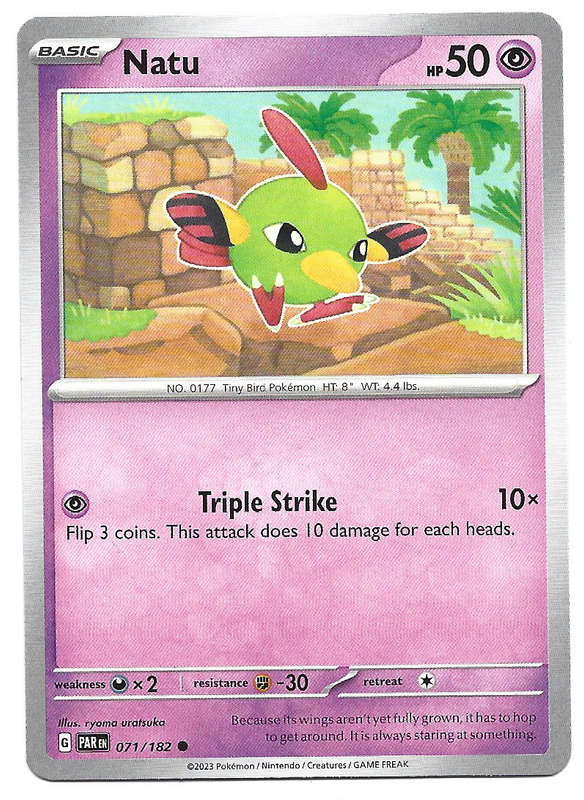 NATU  -   COMMON POKEMON PARADOX RIFT  71/182 TRADING CARD
